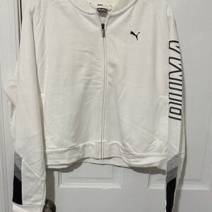 Puma White and Black Zip-Up Jacket